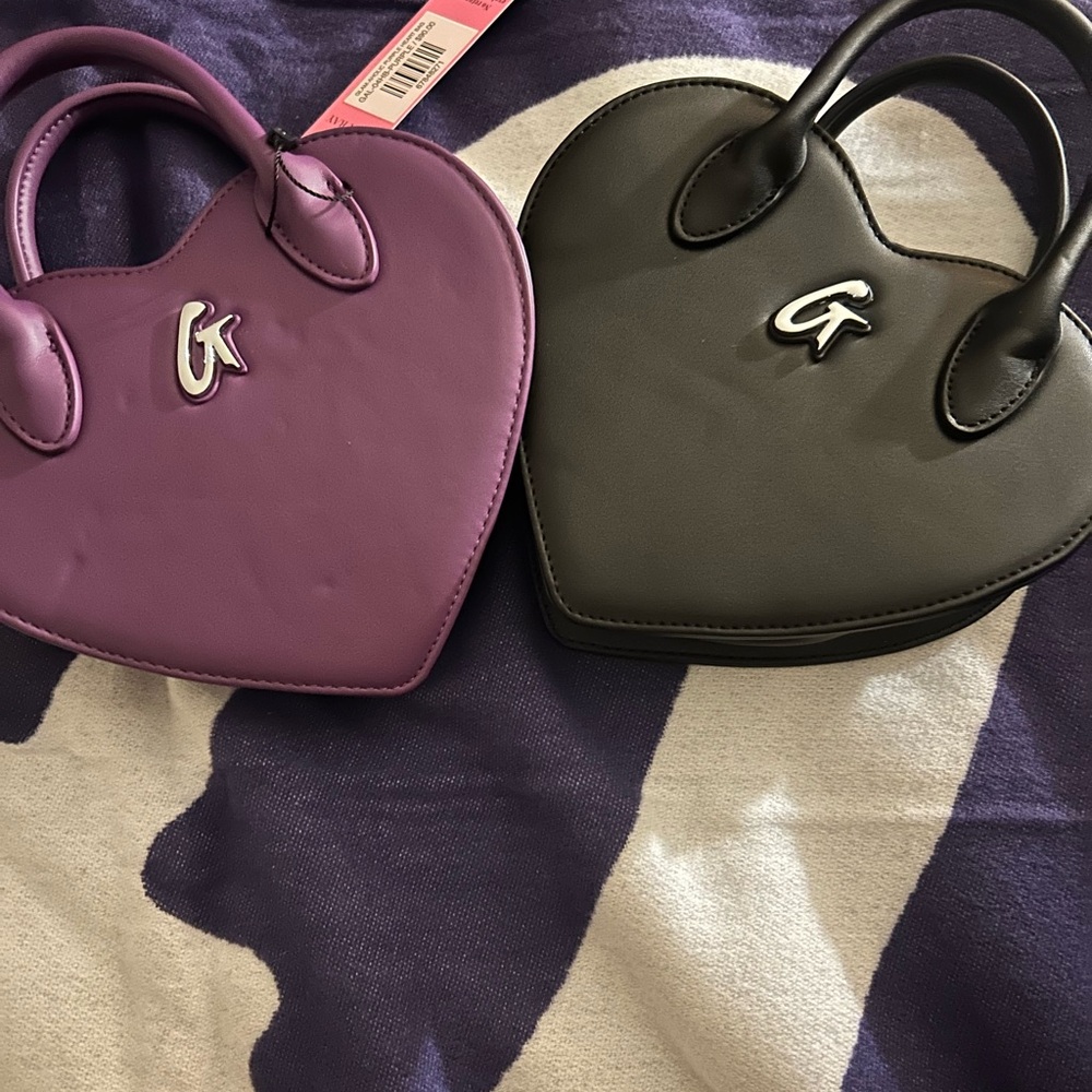 Chic Heart-Shaped Mini Bag Set in Purple and Black